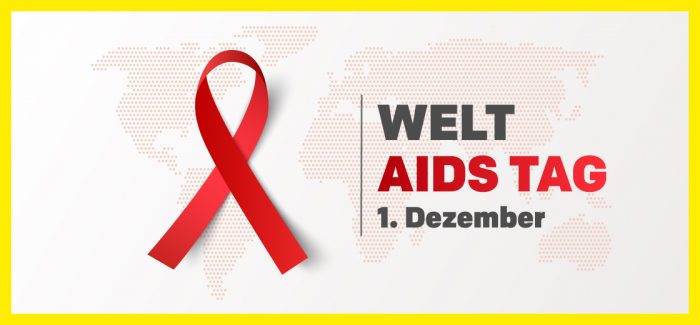 Die AIDS Schleife ist auch beim Welt-AIDS-Tag mit dabei. Foto: Adobe Stock (c) Yenko. Bildbearbeitung: HEROLD Business Data